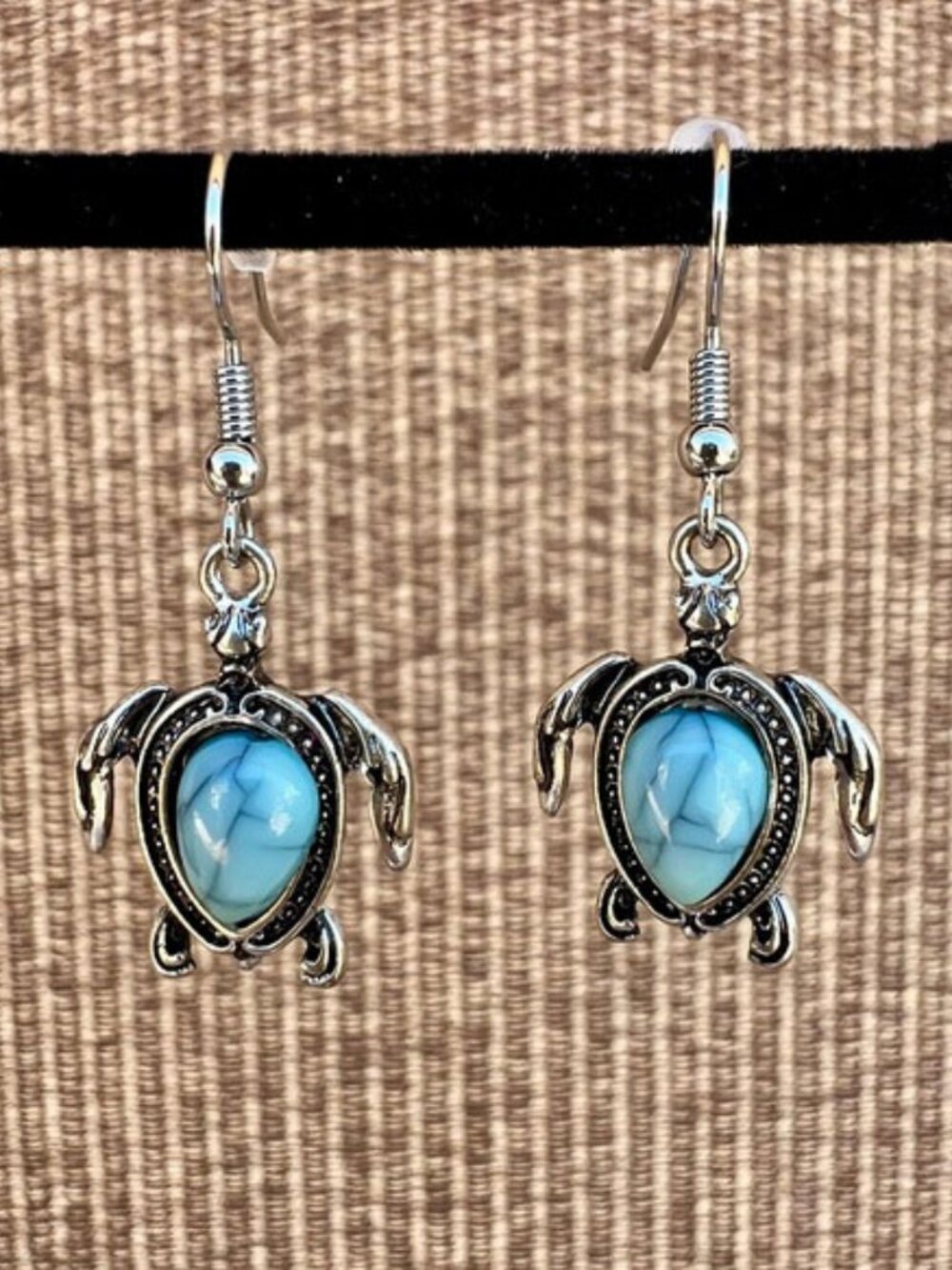 Turquoise Turtle Drop Earrings